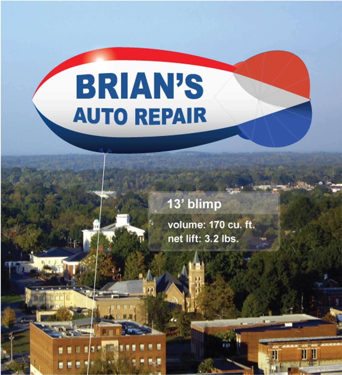 Brians Auto Repair 13 foot advertising blimp
