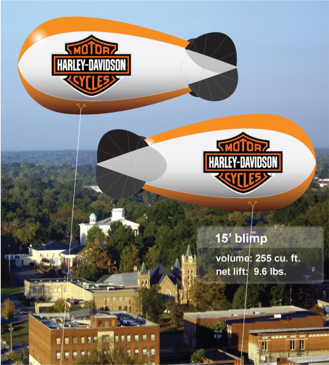 Harley-Davidson orange advertising blimp